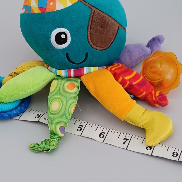 •Tomy Lamaze Pirate Octopus Baby 8" Plush Rattle Mirror Sensory Fabrics Clip On - Picture 10 of 11